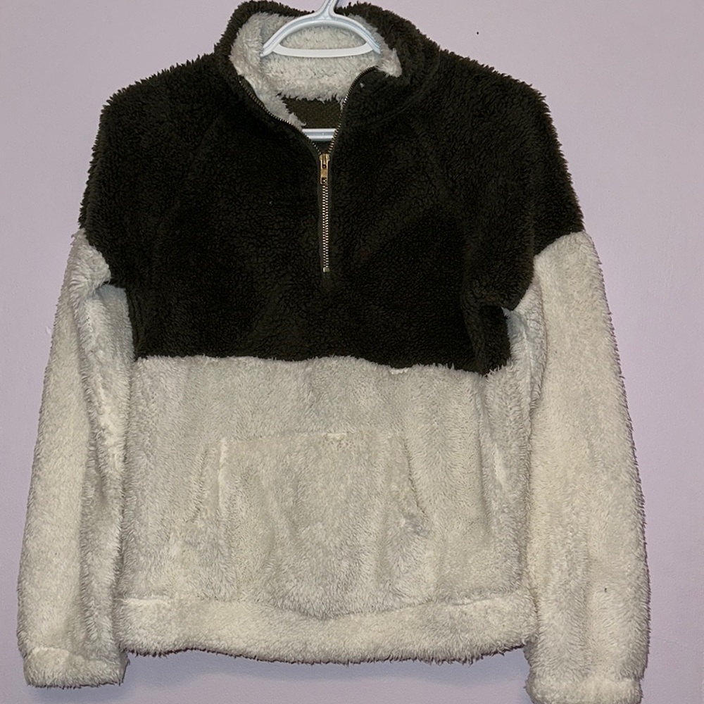 SHEIN Quarter Zip Fuzzy Sweatshirt